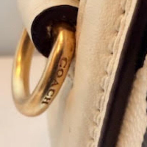 Coach Mini Bennett Satchel + Wristlet Set White Black Chevron Leather Bag - Picture 10 of 16